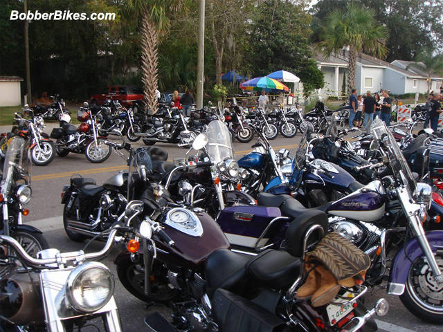 Motorcycles parked on the street.