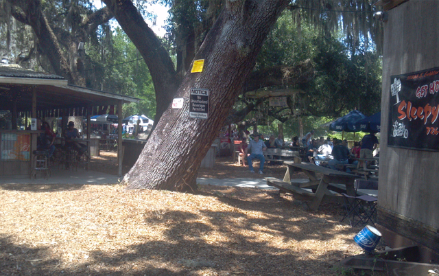 Outdoors at the Sleepy Hollow Bar in Florida.